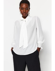 Trendyol White Tie Detailed Woven Blouse