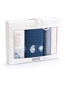 Zwoltex Unisex's Kitchen Towel Set Muffin 2 Cornflower/Beige/Pattern