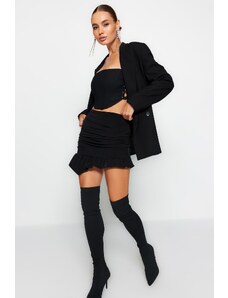 Trendyol Black Fitted Knitted Draped Skirt