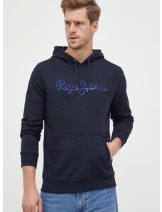 Bavlněná mikina Pepe Jeans Ryan pánská, tmavomodrá barva, s kapucí, s aplikací