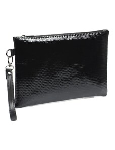 Capone Outfitters Capone Patent Leather Snake Pattern Paris Women's Black Clutch Bag