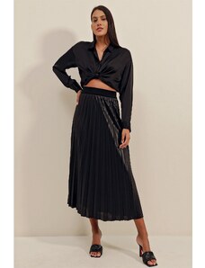 Bigdart 1894 Leather Look Pleated Skirt - Black