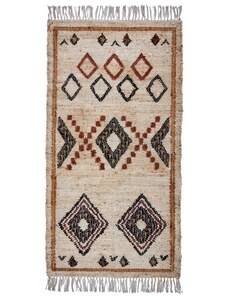 House Doctor Béžový koberec Kesh 70 x 140 cm s aztéckým vzorem