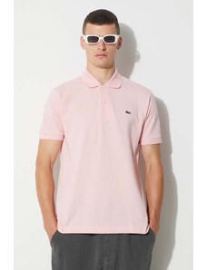 Bavlněné polo tričko Lacoste růžová barva, L1212-001