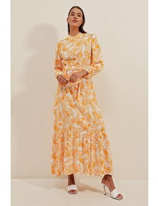 Bigdart 2158 Exotic Pattern Dress - Saffron