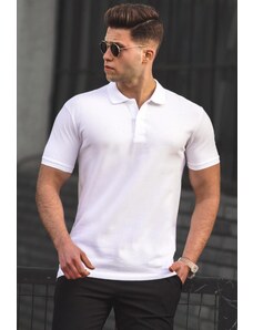 Madmext White Basic Polo Neck Men's T-Shirt 5101