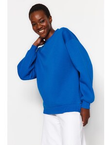 Trendyol Sax Oversize/Comfortable Cut Basic Crew Neck Thick/Polarized Knitted Sweatshirt