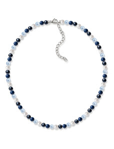 Jewellis ČR Jewellis ocelový perlový náhrdelník Marine Blue Pearl s perlami Swarovski 4mm - Light Blue, Dark Lapis a Night Blue