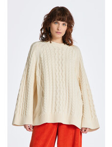 SVETR GANT OVERSIZED CABLE KNIT C-NECK bílá XXS