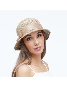 KRUMLOVANKA Letní dámský CLOCHE klobouk z mořské trávy zdobený sisalem Me-020