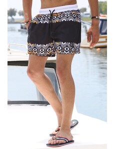 Madmext Black Patterned Swim Shorts with Pocket 5788