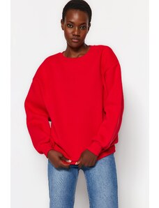 Trendyol Red Oversize/Comfortable fit Basic Crew Neck Thick/Polarized Knitted Sweatshirt