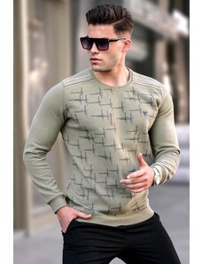 Madmext Open Aqua Patterned Crewneck Knitwear Sweater 5968