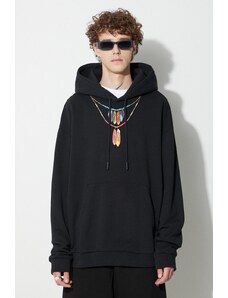 Bavlněná mikina Marcelo Burlon Feather Necklace pánská, černá barva, s kapucí, potiskem