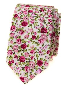 Úzká bavlněná kravata Avantgard - s květy