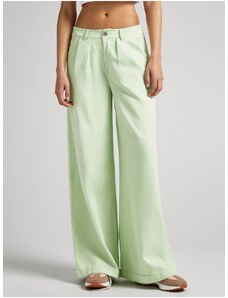Světle zelené dámské široké kalhoty Pepe Jeans Monna - Dámské