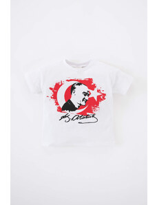 DEFACTO Baby Boy Crew Neck Atatürk Printed Short Sleeved T-Shirt