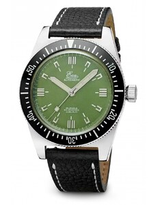 Eza Watches Stříbrné pánské hodinky Eza s koženým páskem 1972 Diver Anniversary Edition Leather - 40MM Automatic