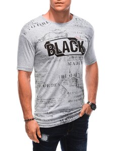 Buďchlap Jedinečné šedé tričko s nápisem BLACK S1903