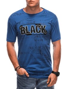 Buďchlap Jedinečné modré tričko s nápisem BLACK S1903
