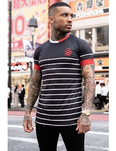 SINNERS ATTIRE - STRIPE RINGER TEE - BLACK