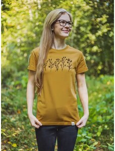 Happy Nature Dámské tričko Kvítí - hořčicové