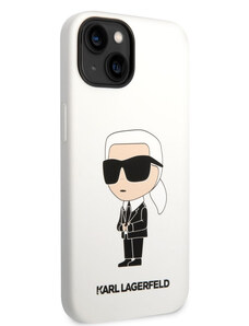 Apple iPhone 14 Karl Lagerfeld Liquid Silicone Ikonik NFT pouzdro bílá