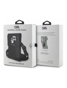 Karl Lagerfeld Saffiano Metal Logo NFT Wallet Phone Bag černá