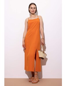 DEFACTO Slip Strappy linen Maxi Short Sleeve Woven Dress