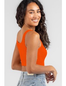 Madmext Orange Strappy Basic Crop Top Blouse