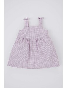 DEFACTO Baby Girl Checked Strap Crinkle Dress