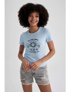 DEFACTO Slim Fit Crew Neck Printed Short Sleeve T-Shirt