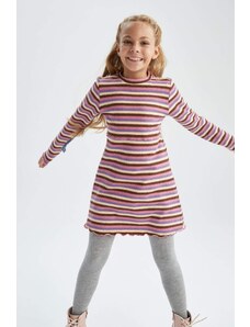 DEFACTO Girl Striped Long Sleeve Ribbed Camisole Dress