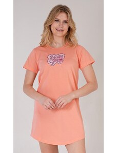 Vienetta Dámská noční košile s krátkým rukávem Super girl - meruňková