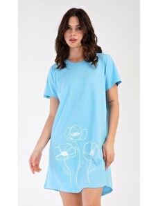 Vienetta Dámská noční košile s krátkým rukávem Leontýna - světle modrá