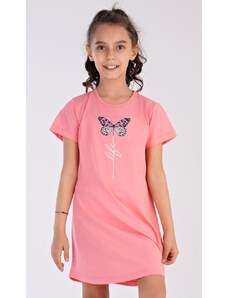 Vienetta Secret Dětská noční košile s krátkým rukávem Motýl - lososová