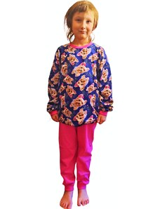 IRIS-Dívčí pyžamo Yorkšír s mašlí na modrém