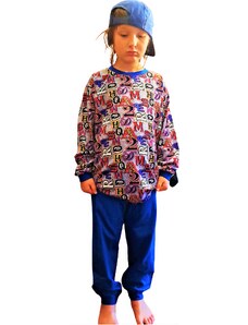 IRIS-Chlapecké pyžamo ČÍSLA šedomodré