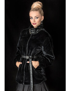 Ann Gissy Černá kožešinová bunda se stojáčkem (GSQ2228)