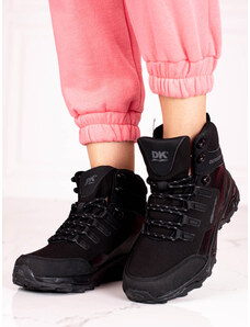 DK Krásné černé dámské trekingové boty bez podpatku