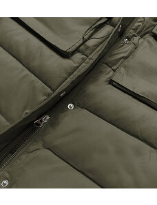 CANADA Mountain Dámská péřová vesta v army barvě s kapucí (CAN-860)