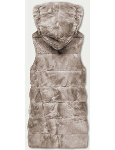S'WEST Béžová kožešinová vesta s kapucí (BR8060-12)