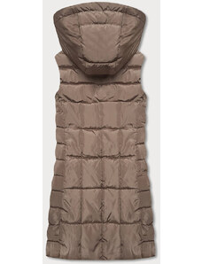 S'WEST Tmavě béžová dámská vesta s kapucí (B8089-12)