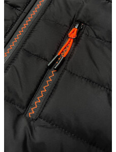J.STYLE Černo-grafitová pánská sportovní bunda z různých spojených materiálů (8M910-392)