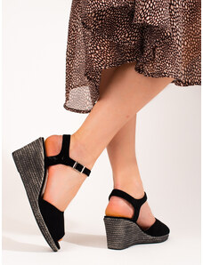 W. POTOCKI Exkluzívní dámské sandály černé na klínku