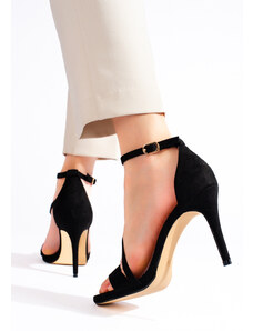 Designové sandály dámské černé na jehlovém podpatku