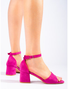 W. POTOCKI Módní dámské růžové sandály na širokém podpatku
