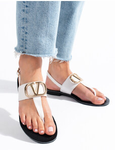 Komfortní dámské sandály bílé bez podpatku