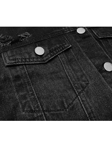 P.O.P. SEVEN Černá dámská džínová bunda s protrženími (POP5910-K)