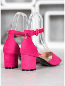 VINCEZA Módní dámské fialové sandály na širokém podpatku